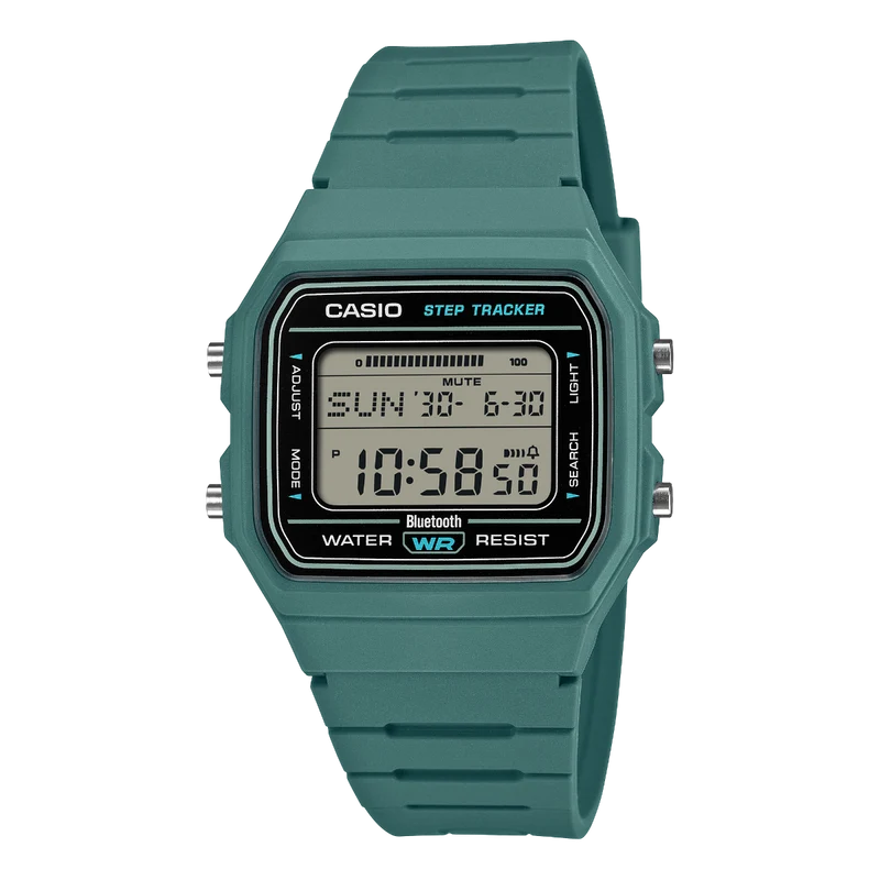 Casio Collection Mens Digital Watch with Teal Dial and Teal Strap F-B100W-3AEF