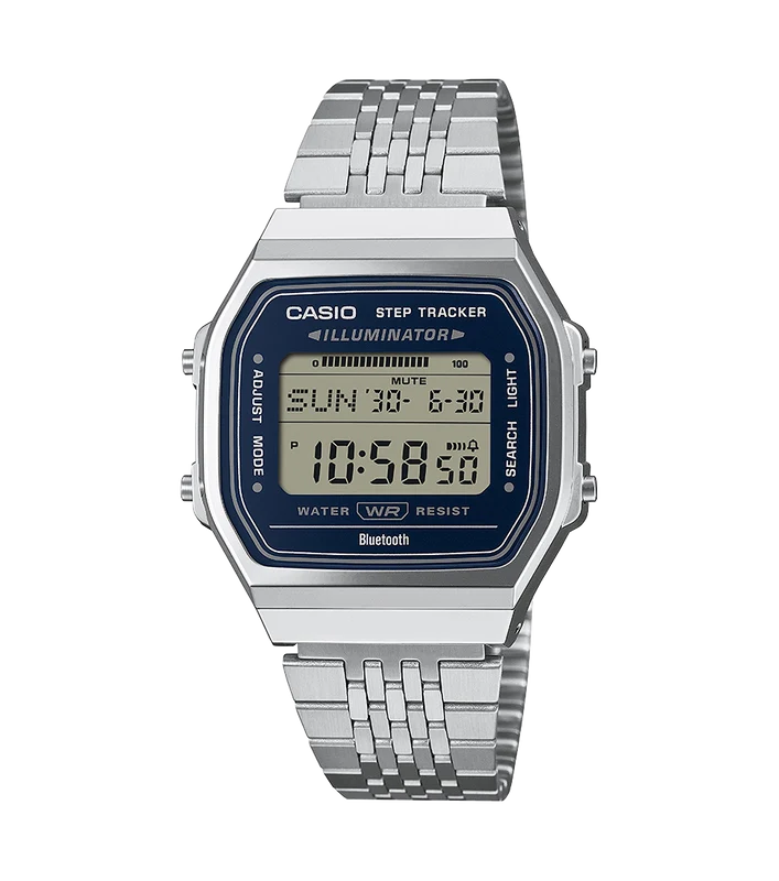 Casio Collection Mens Digital Watch with Blue Dial and Silver Strap ABL-100WE-2AEF