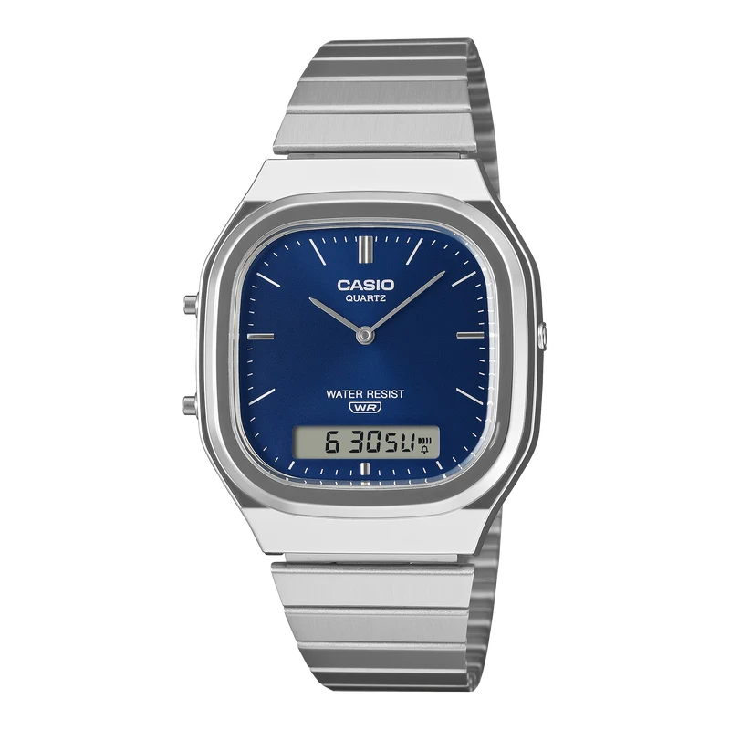 Casio Collection Mens Analogue-Digital Watch with Blue Dial and Silver Strap AQ-240E-2A2EF