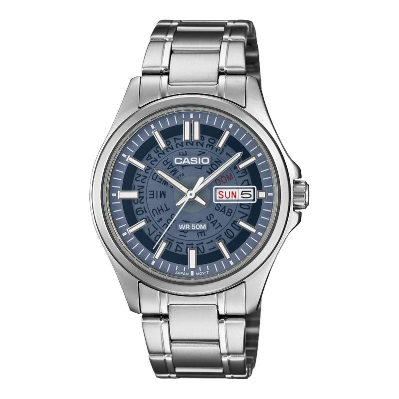 Casio Mens Watch with Blue Dial and Silver Strap MTP-E740-2A1VER