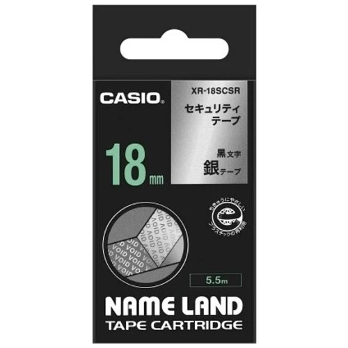 カシオ計算機 ラベルテープXR-18SCSR 黒文字銀テープ18mm 4549526601767