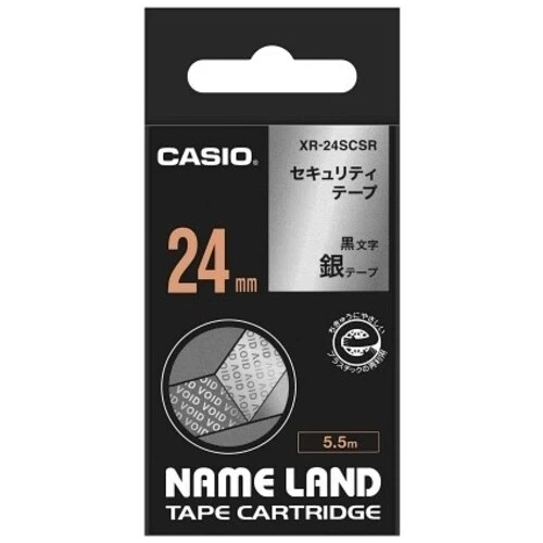 カシオ計算機 ラベルテープXR-24SCSR 黒文字銀テープ24mm 4549526601781