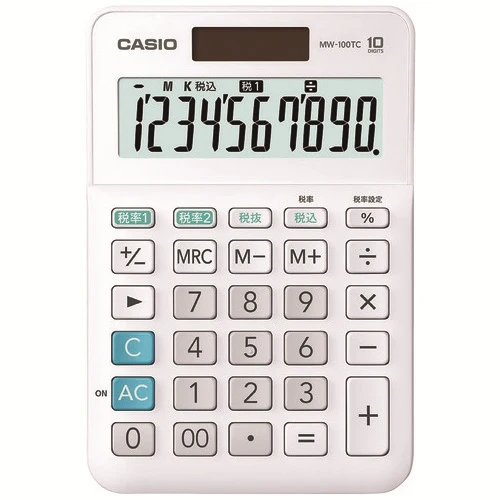 カシオ計算機 W税率電卓ミニジャストタイプMW-100TC-WE-N 4549526608360