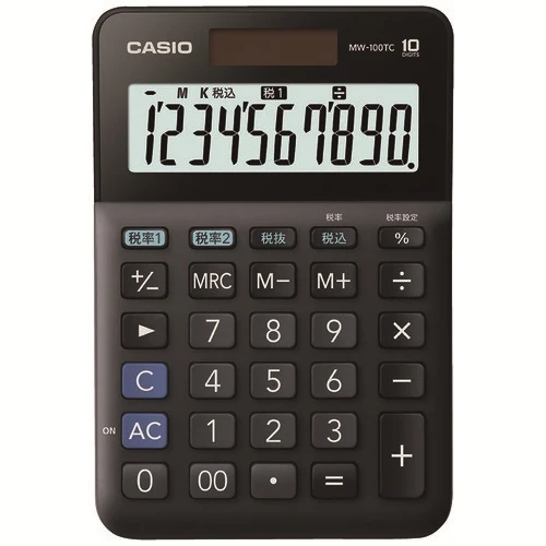 カシオ計算機 W税率電卓ミニジャストタイプMW-100TC-BK-N 4549526608377