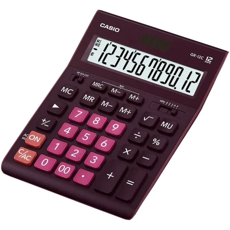 Calculadora Casio Gr 12c Wr (12 Digitos) Vinho Vermelho