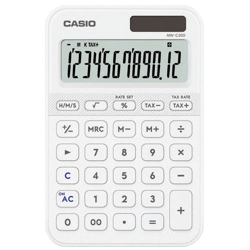 カシオ計算機 カラフル電卓12桁 ホワイト MW-C20D-WE-N 4549526621062