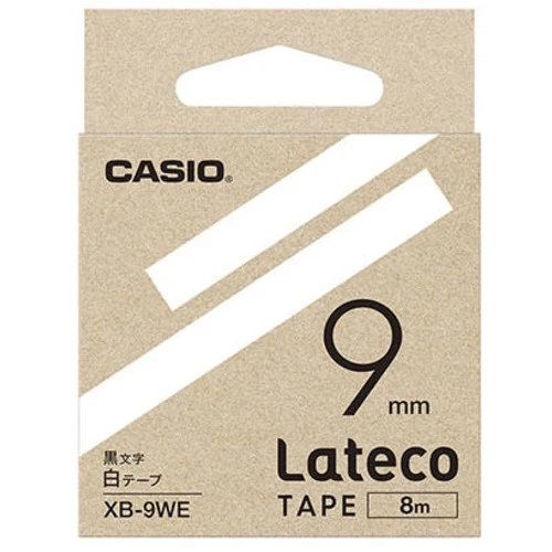 カシオ計算機 ラテコ専用テープＸＢ－９ＷＥ 白に黒文字 4549526700644