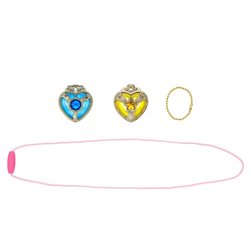 BANDAI HUGTTO PRECURE Makeover Mirai Crystal Set Keychain Necklace Multicolor
