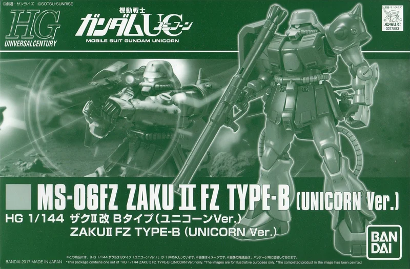 BANDAI HGUC 1/144 MS-06FZ ZAKU II FZ TYPE-B UNICORN Ver Model Kit Gundam UC NEW