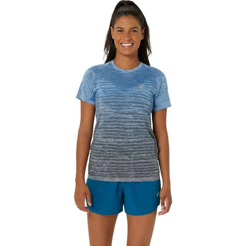 Camiseta ASICS Seamless - Feminino - Azul/Preto - tam: PP