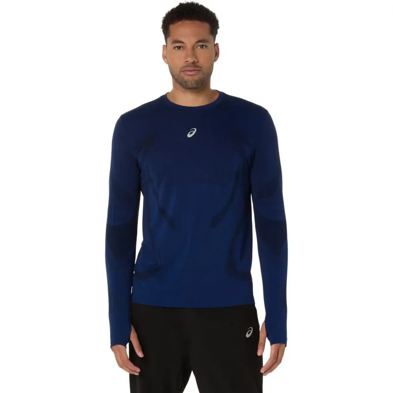 Camiseta ASICS Manga Longa Road Seamless - Masculino - Azul Marinho Camiseta Manga Longa ASICS Road Seamless - Azul - tam: P