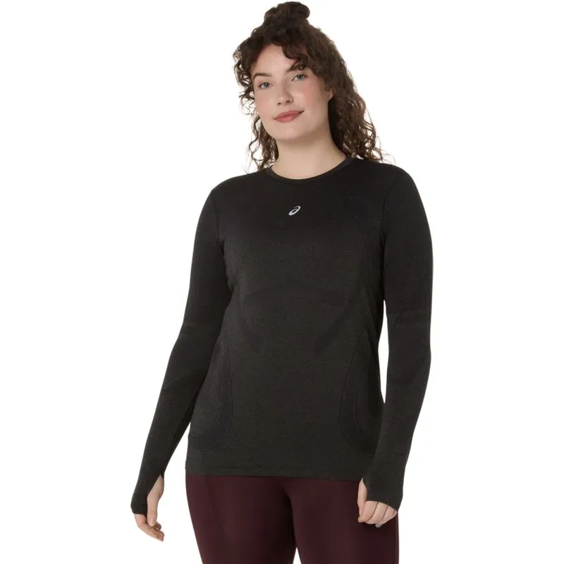 Camiseta ASICS Manga Longa Road Seamless - Feminino - Preto/Cinza - tam: P