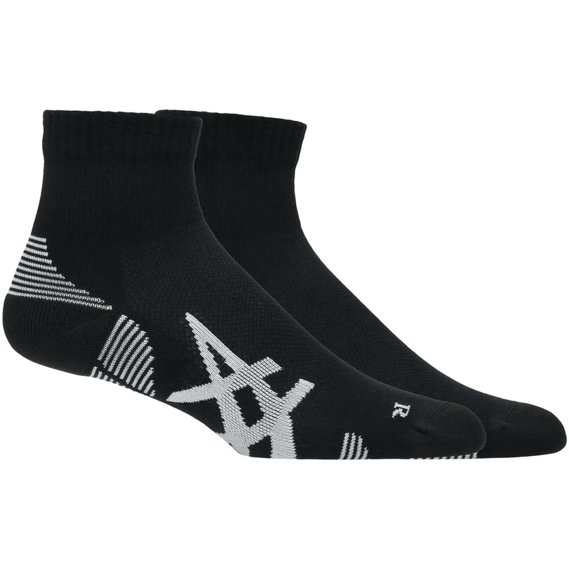 Calze Asics AEG 2 Pack Cushioned Run Quarter Nero Bianco S