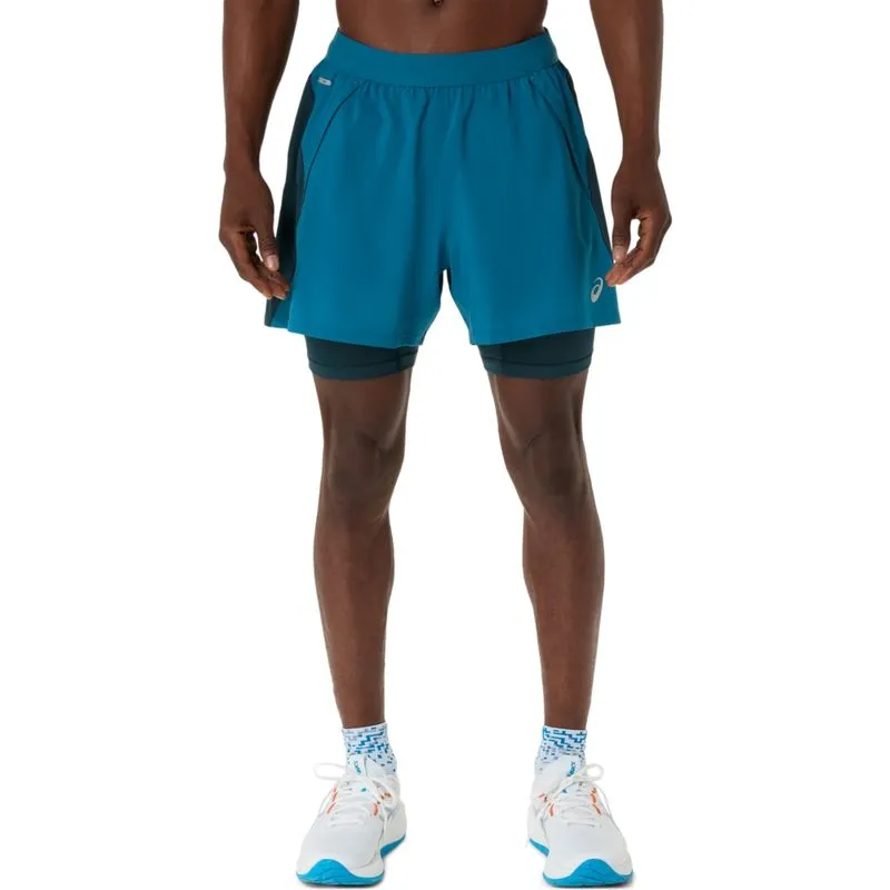 Shorts ASICS Road 2-N-1 5In - Masculino - Verde/Amarelo - tam: 3G