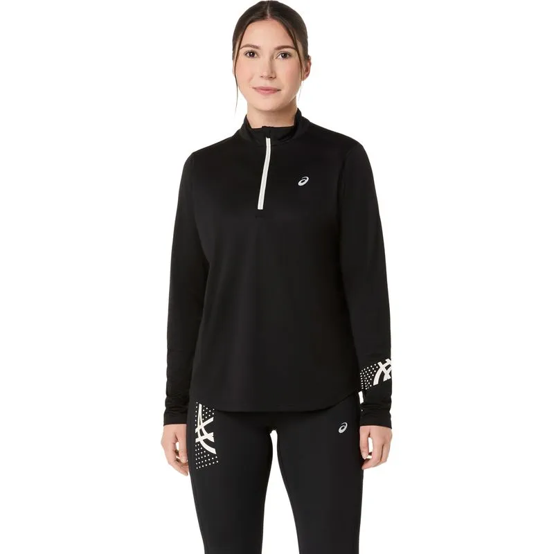 Camiseta ASICS Icon 1/2 Zip Ls Top - Negro - talla: L