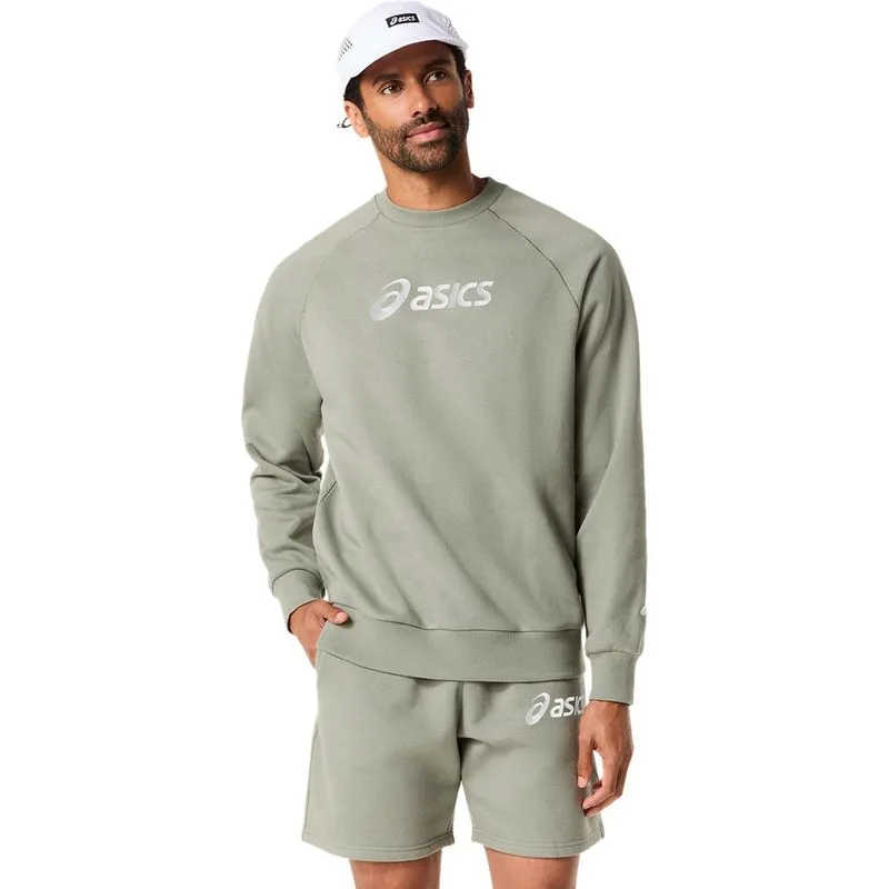 Buzo ASICS Asics Logo Fleece Crew-Neck Top - Masculino - Verde - talla: S