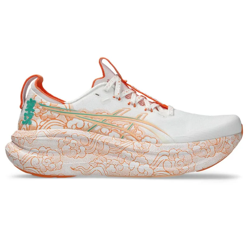 Tênis ASICS GEL Nimbus 28 - Feminino - Branco/Laranja - tam: 43