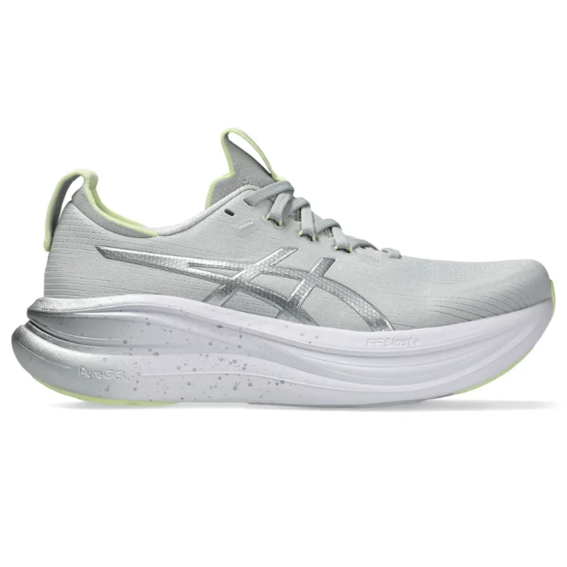 Tênis ASICS Gel- Nimbus 28 Platinum - Prata/Verde - tam: 40.5