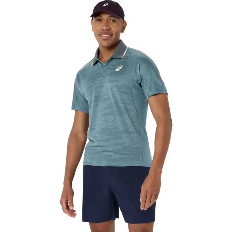 Camisa ASICS Polo De Manga Curta Match Jacquard - Azul - tam: G