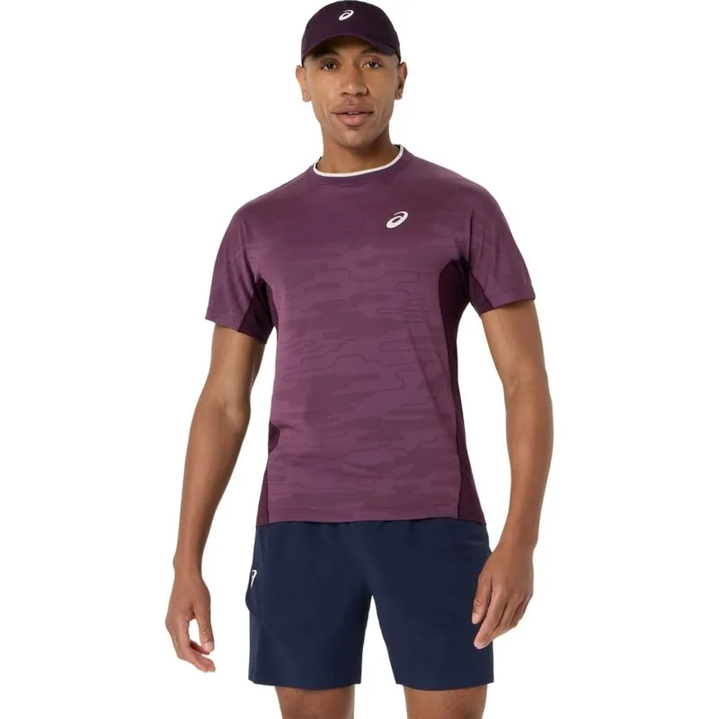 Camiseta ASICS Manga Curta Match Jacquard - Vinho - tam: GG