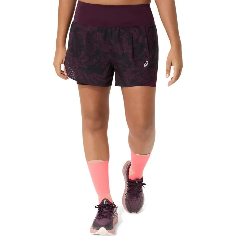 Short ASICS Road All Over Print 2-N-1 3.5In Sho - Morado - talla: S