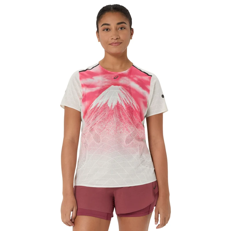 T-Shirt Donna Asics Fujitrail Elite Graphic Beige Rosso S