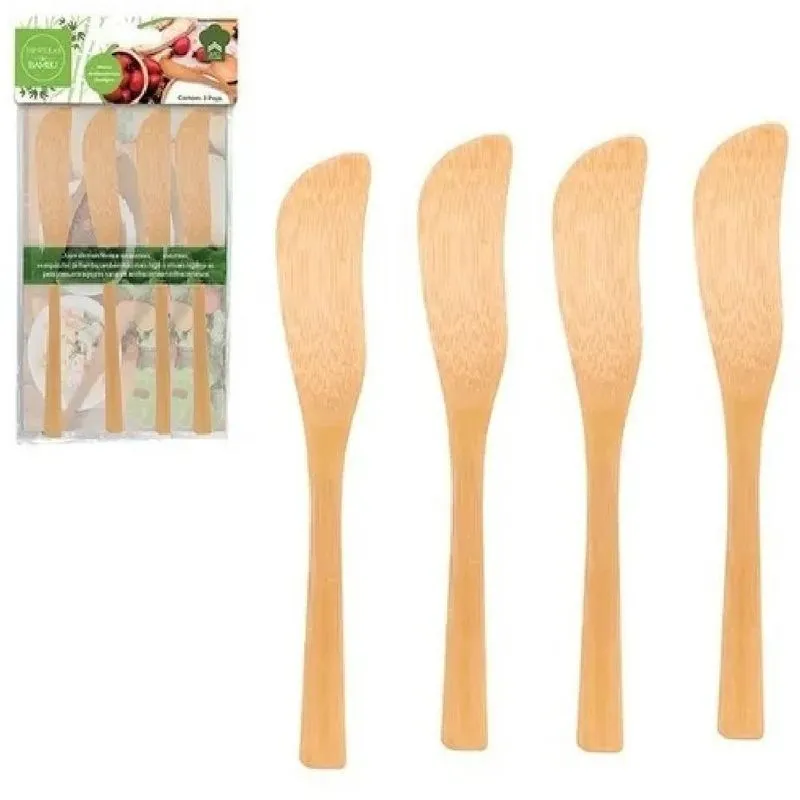 Conjunto 4 Espátulas Bambu Elegantes - 14cm