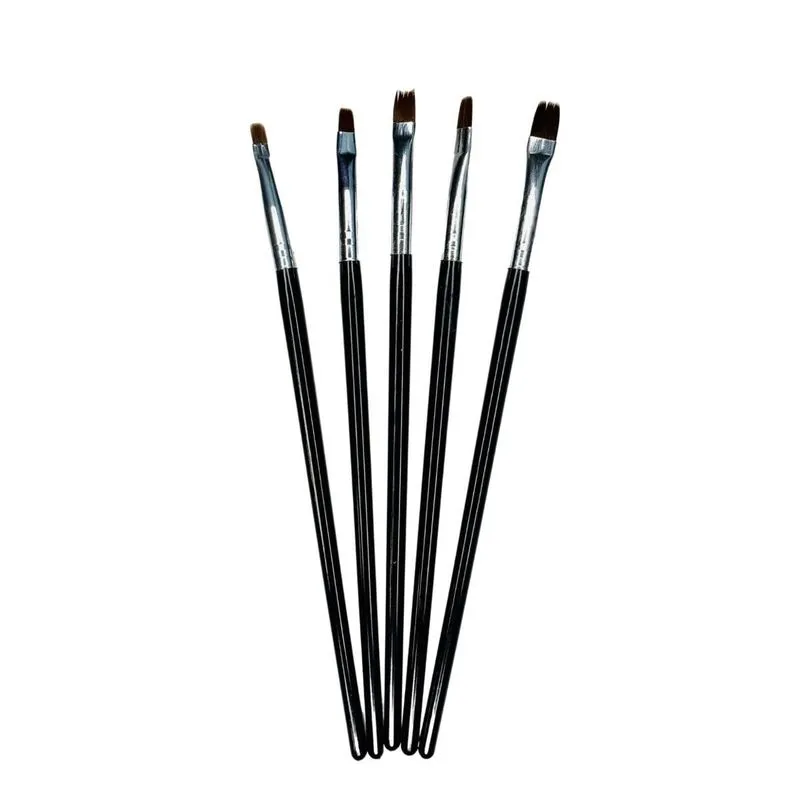 Kit 5 Pincéis Pretos Para Decoração De Unhas 18 Cm Dafu