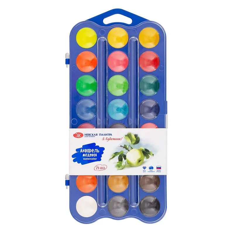 Aquarela Pastilha I Am A Artist Nevskaya Palitra 24 Cores Estojo Azul