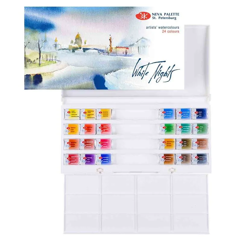 Aquarela White Nights Pastilha 24 Cores 2,5ml