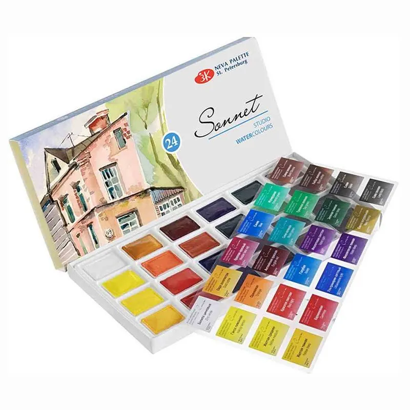 Aquarela Sonnet Pastilha 24 Cores 2,5ml