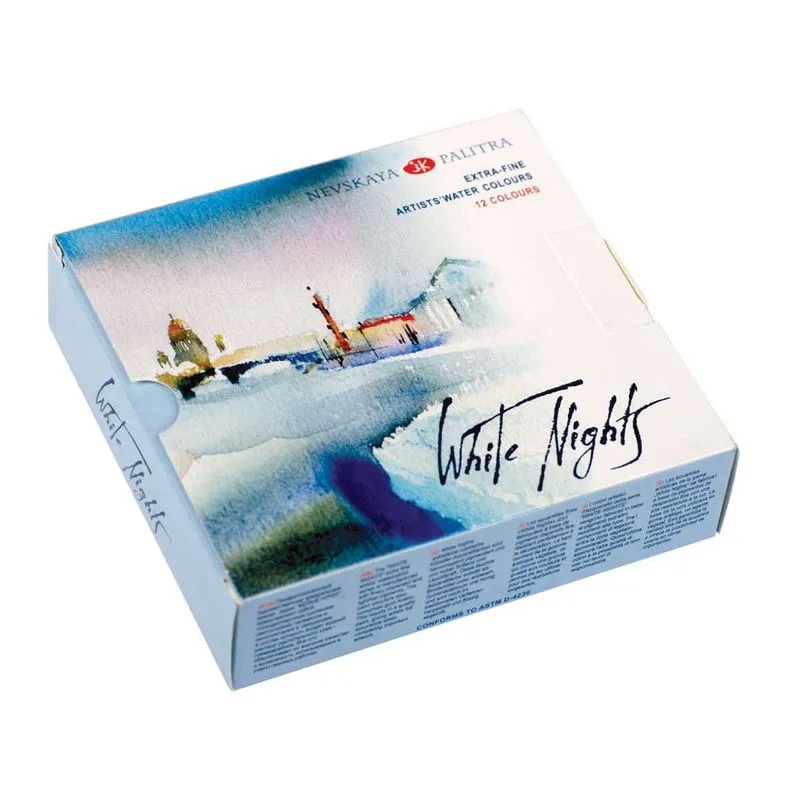 Aquarela White Nights Pastilha 12 Cores Botanicas 2,5ml