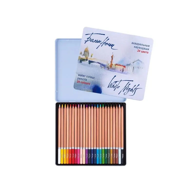 Lapis de Cor Aquarelavel White Nights 24 Cores Estojo Metal