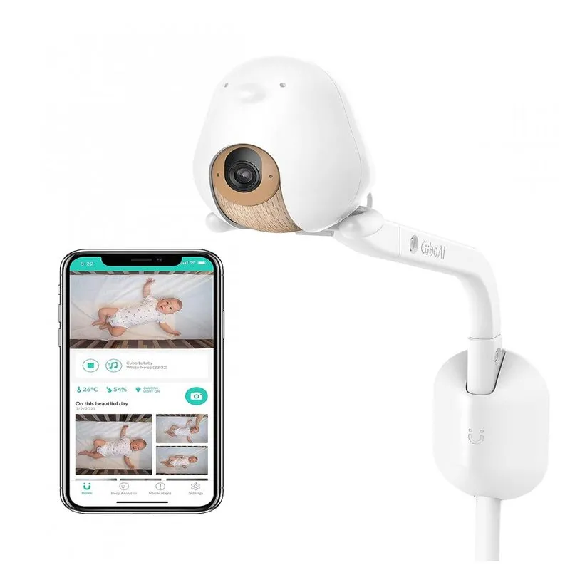 Baba Eletronica Cubo Ai Com Suporte De Parede, Tela 1080p Hd, Visao Noturna E 2 Saidas De Audio, Cuboai 000 Cuwmgm 21, Branco