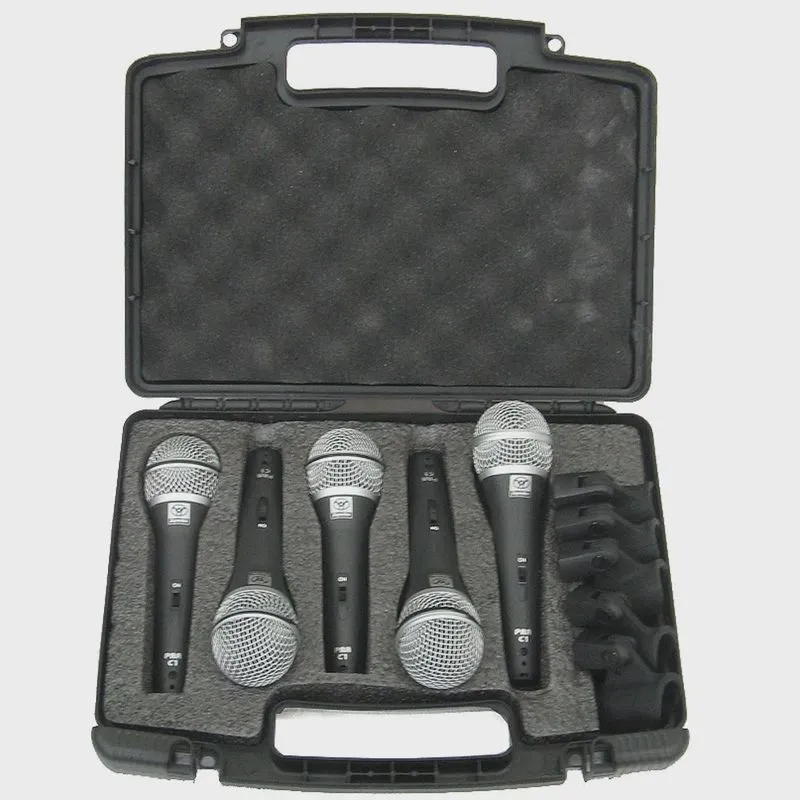 Kit Microfone Superlux pra C5 com cachimbo Kit Microfone Superlux C5 com fio 5 peças