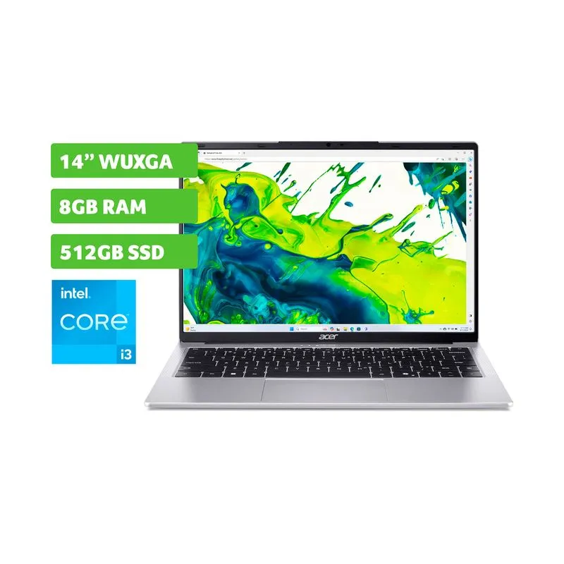 Portátil Acer Aspire de 14", Intel Core i3 N355, RAM 8 GB, 512 GB SSD, W11