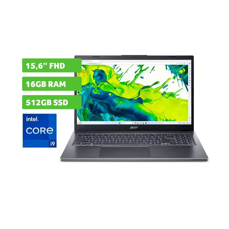 Portátil Acer Aspire de 15.6", Intel Core i9, RAM 16 GB, 512 GB SSD, W11