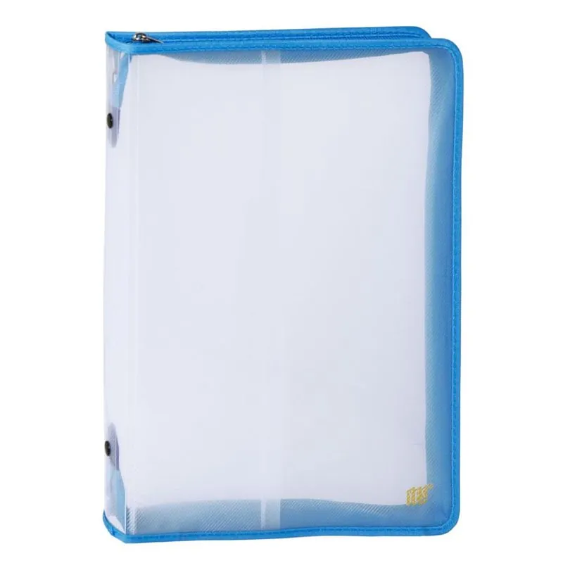 Pasta com Zíper Ofício Polipropileno Transparente AZUL