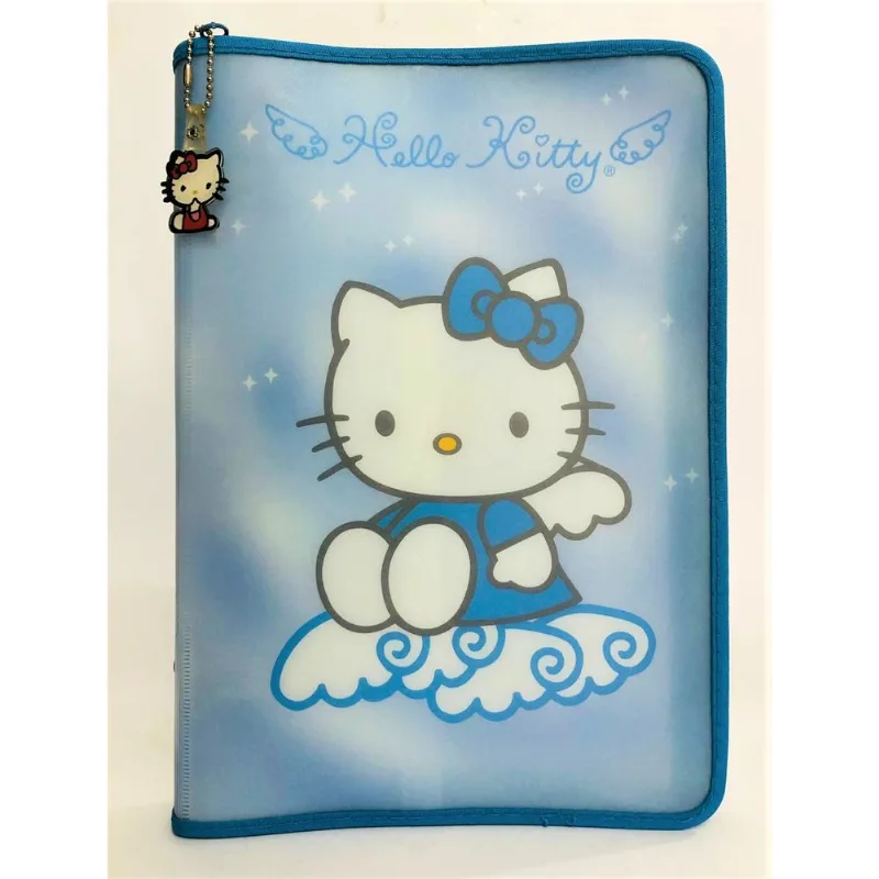 Yes Fichário Hello Kitty Anjinho Colegial Azul Com Ziper Of