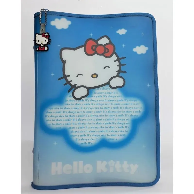 Yes Fichário Hello Kitty Colegial Sky Azul Com Ziper Of