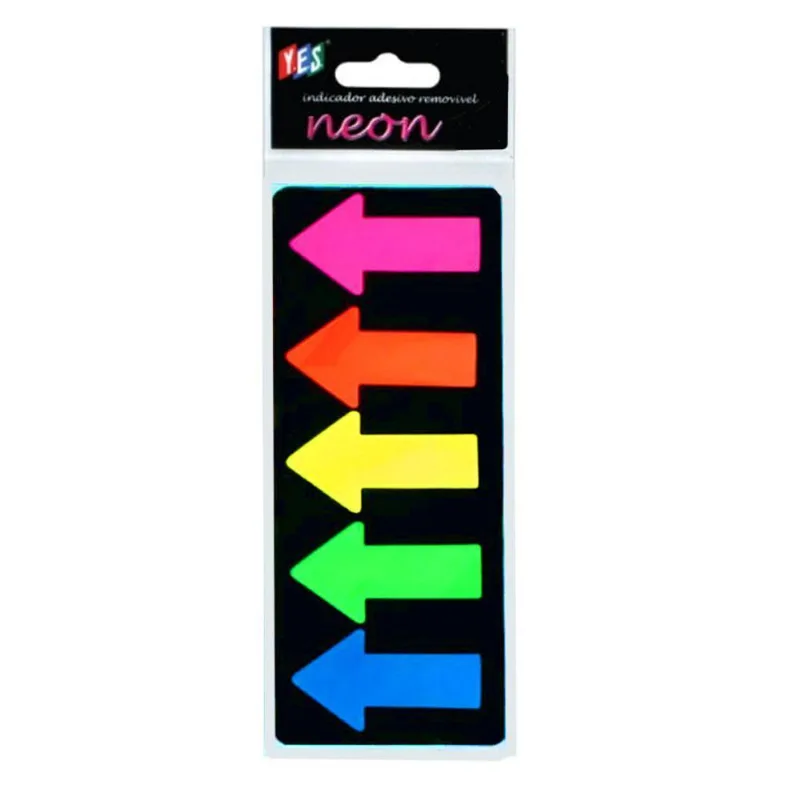 Marcador Auto Adesivo Removivel Neon Setas 20fls Yes