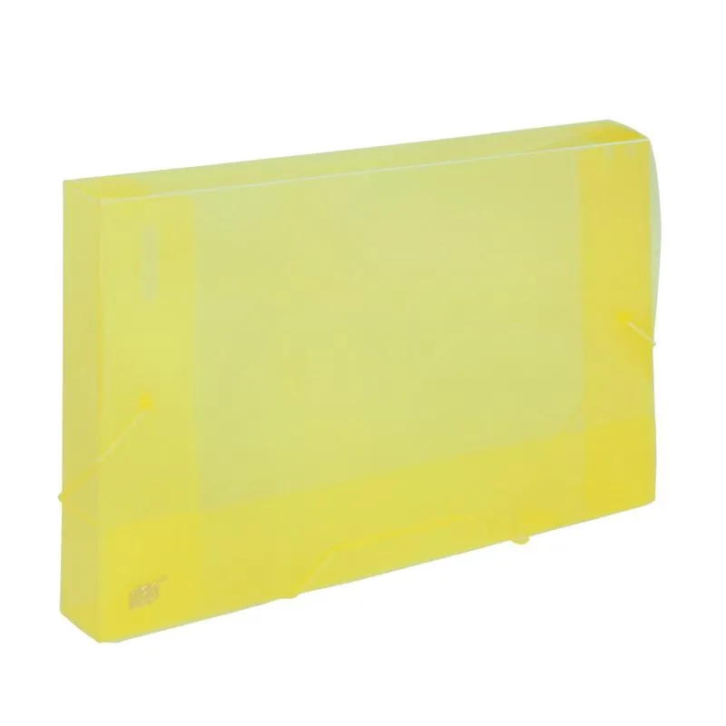 Pasta com aba elástico ofício lombo 30mm - transparente amarelo - CX030S/AM - Yes