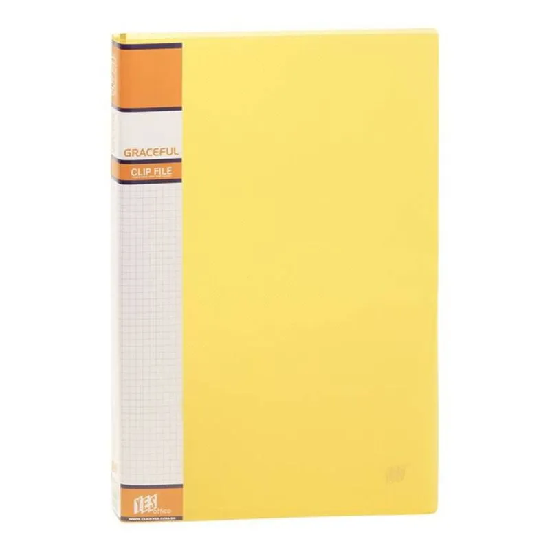 Pasta Grampo Mola Ofício Transparente Amarelo Bolso Interno Para Arquivos Exames Certificados Diploma