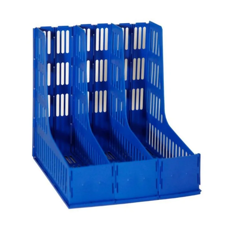 Porta Revista Com 3 Divisões Azul Yes Organizador De Mesa Desmontável Caderno Livro Escritório