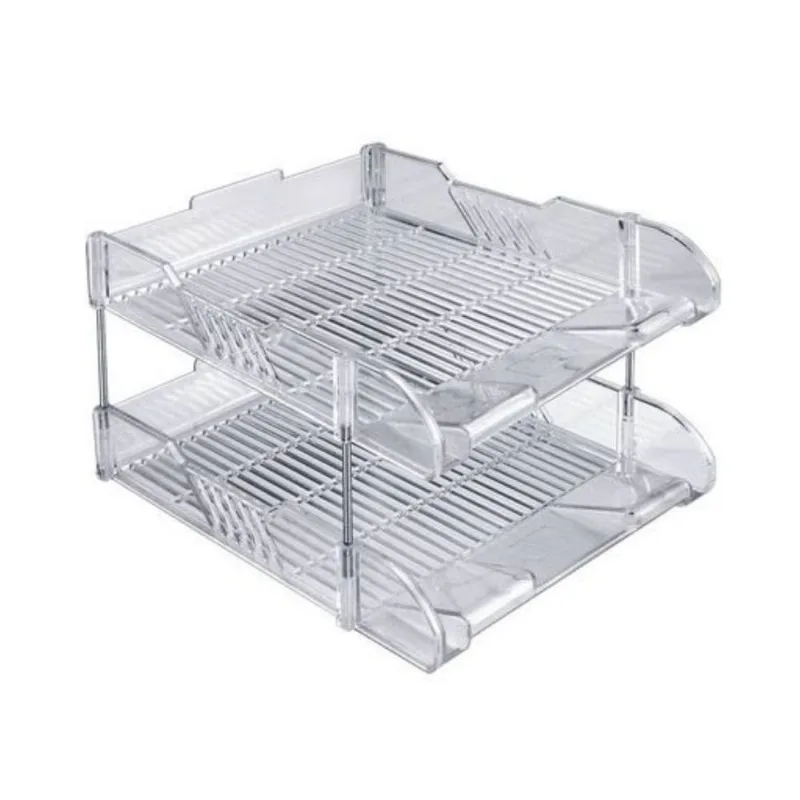 Porta Correspondência Com 2 Andares Yes Transparente Cristal Organizador Desmontável Documentos