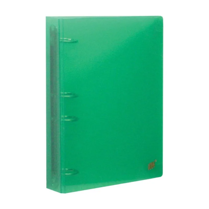 Mini Fichário 4 Argolas Colegial Polipropileno Transparente VERDE