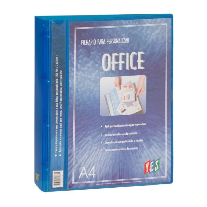 Fichário Personalizável A4 4 Argolas Azul Transparente Yes