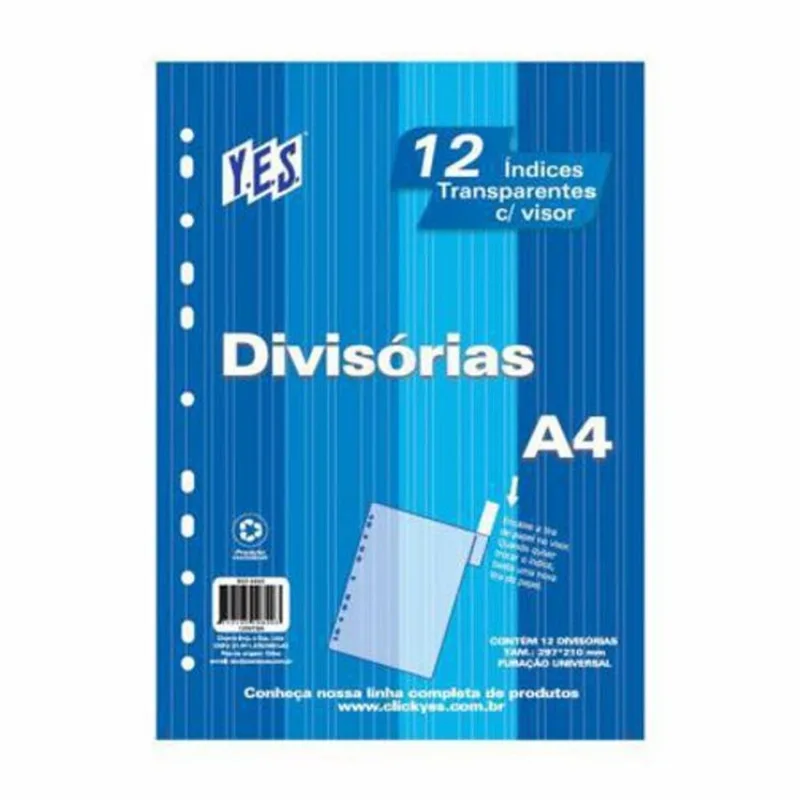 Divisória Cristal A4 12 Projeções Com Visor 12intba-cr -