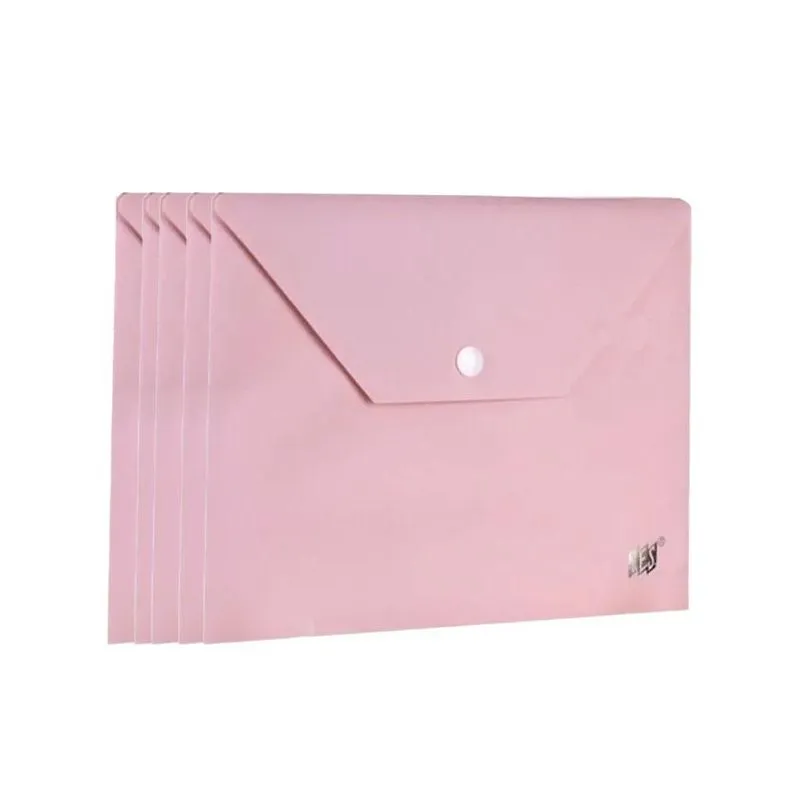Pasta Envelope Com Botão A5 Pastel Rosa 12Und Yes