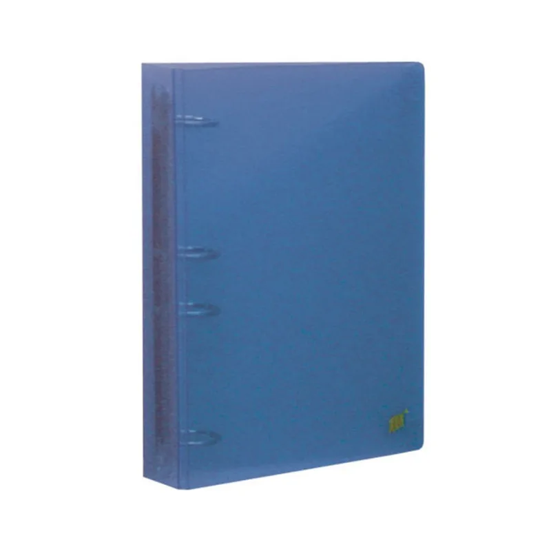 Mini Fichário 4 Argolas Colegial Polipropileno Transparente AZUL